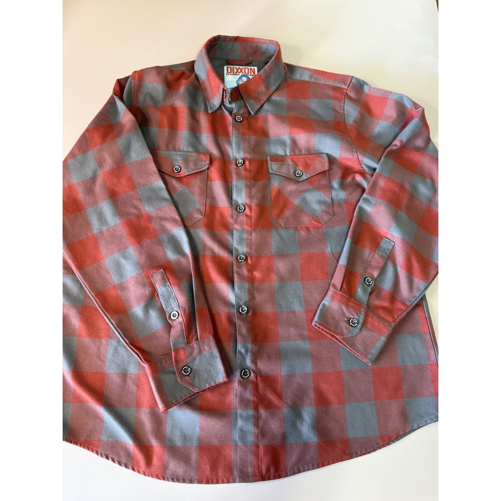 Dixxon Flannel Co B Strong Red Grey Plaid D-Tech Shirt Mens XL Buffalo Check
